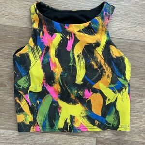 Lululemon Bold Yellow and Pink Sleeveless Graphic Tank Top